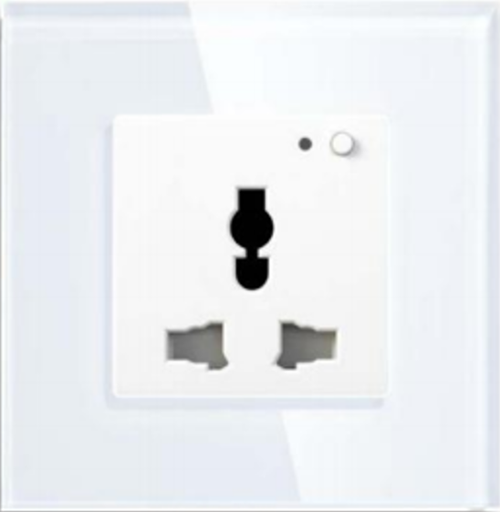 Tuya Zigbee 13A Universal Smart Socket with Power Metering, Glass Panel, Alexa/Google Home, App Control, Energy Monitor, Multi-Format Plug, 100-240V